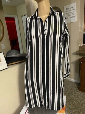 BB Dakota Black and White Striped Button-Up Shirt lite wear